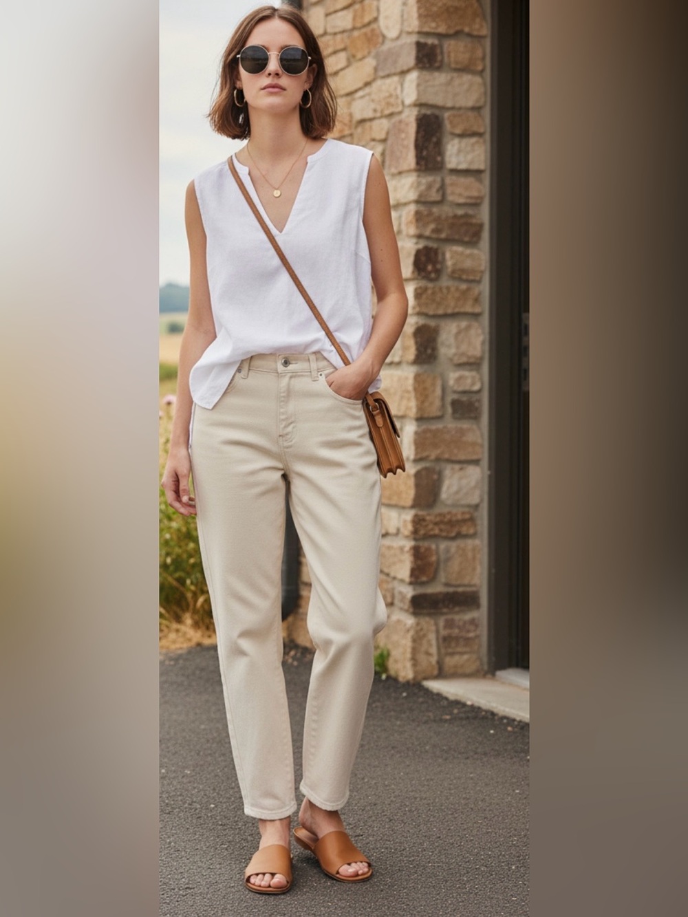 Theory White Sleeveless V-Neck Sleeveless Blouse Adorned Side Buttons
